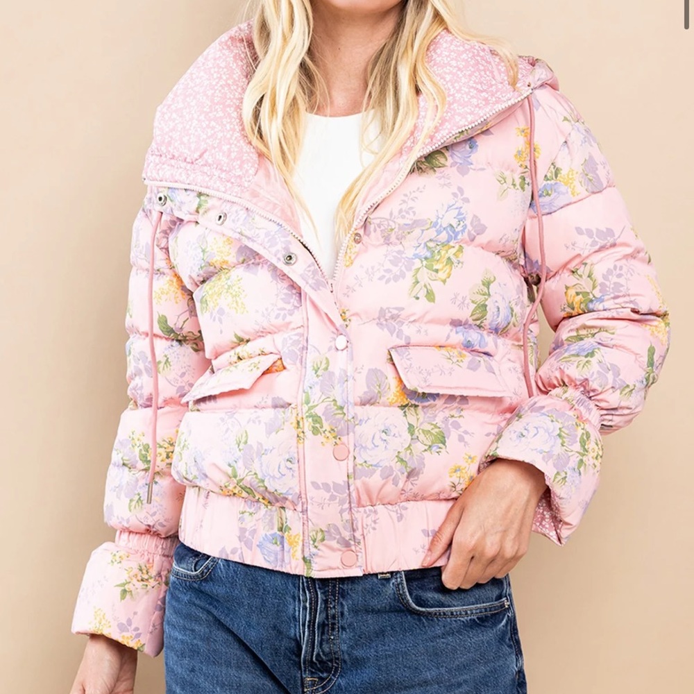 Pink Floral Puffer